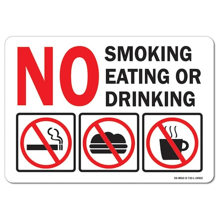 Signmission OSHA Decal, No Smoking Eating or Drinking W/ Graphic, 14in X 10in Decal, 10" W, 14" L, Landscape OS-MISC-D-1014-L-19502